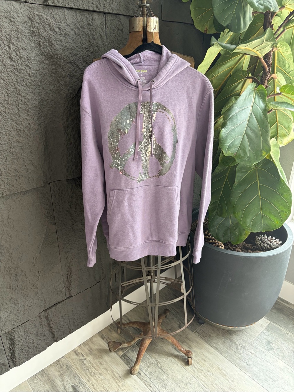 tek gear Lavender Hooded Sweatshirt with Silver Sequin Peace Sign